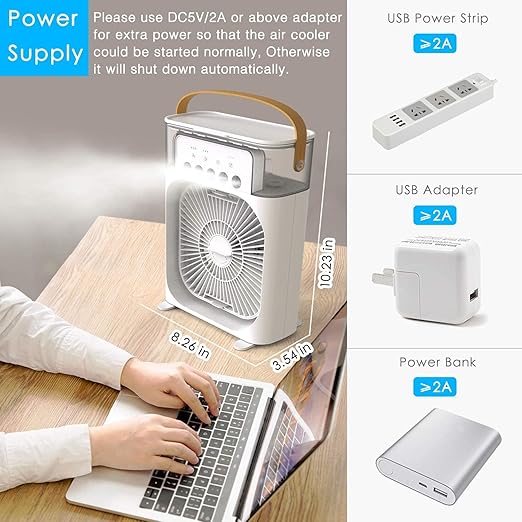 Mini Air Cooler Mist Fan – Portable USB Personal Humidifier & Desk Cooler