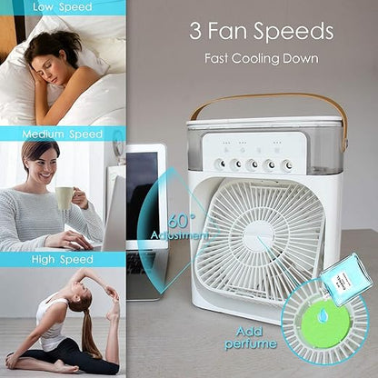 Mini Air Cooler Mist Fan – Portable USB Personal Humidifier & Desk Cooler
