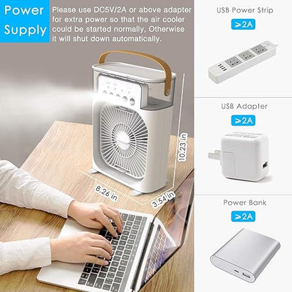 Mini Air Cooler Mist Fan – Portable USB Personal Humidifier & Desk Cooler